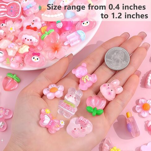 60pcs Slime Charms Cute Set, Bulk Resin Charms Set Flatback Ornament for Phone Junk Cases,Hairpins Scrapbooking Crafting & DIY Decoration in Saudi Arabia