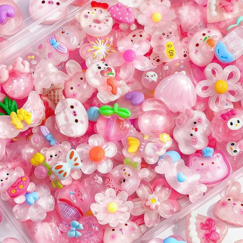 60pcs Slime Charms Cute Set, Bulk Resin Charms Set Flatback Ornament for Phone Junk Cases,Hairpins Scrapbooking Crafting & DIY Decoration in Saudi Arabia