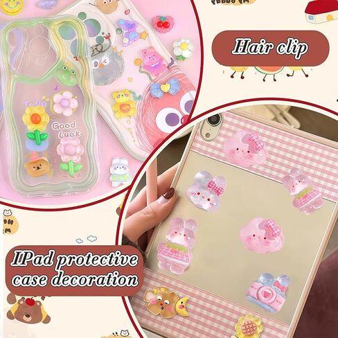 60pcs Slime Charms Cute Set, Bulk Resin Charms Set Flatback Ornament for Phone Junk Cases,Hairpins Scrapbooking Crafting & DIY Decoration in Saudi Arabia