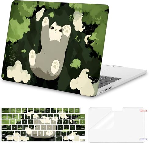MOSISO Compatible with MacBook Air 13 inch Case 2025 2024 2023 2022 M4 A3240 M3 A3113 M2 A2681, Plastic Hard Shell&Keyboard Cover&Screen Protector for MacBook Air 13.6 inch Case, Lazy Cat in Saudi Arabia