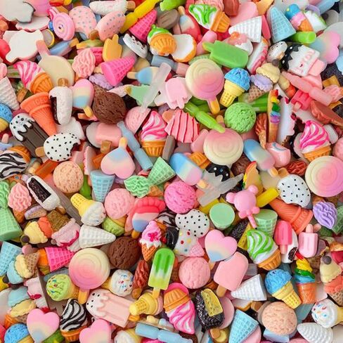 Halloluck 50 Pcs Jelly Sugar Soft Candy Slime Charms Easter DIY Craft Making Resin Jewery Making Kit, Resin Flatback Slime Beads Making Supplies for DIY Scrapbooking Crafts Cell Phone Case Making in Saudi Arabia