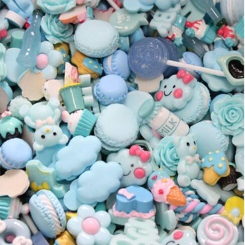 Halloluck 50 Pcs Jelly Sugar Soft Candy Slime Charms Easter DIY Craft Making Resin Jewery Making Kit, Resin Flatback Slime Beads Making Supplies for DIY Scrapbooking Crafts Cell Phone Case Making in Saudi Arabia