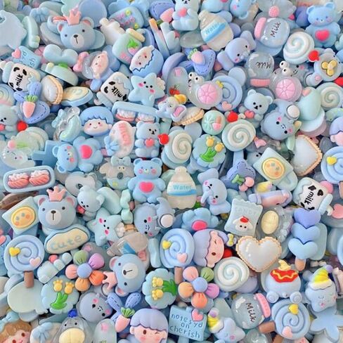 Halloluck 50 Pcs Jelly Sugar Soft Candy Slime Charms Easter DIY Craft Making Resin Jewery Making Kit, Resin Flatback Slime Beads Making Supplies for DIY Scrapbooking Crafts Cell Phone Case Making in Saudi Arabia