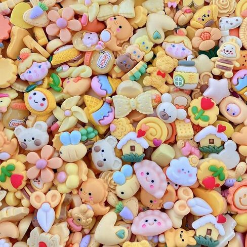 Halloluck 50 Pcs Jelly Sugar Soft Candy Slime Charms Easter DIY Craft Making Resin Jewery Making Kit, Resin Flatback Slime Beads Making Supplies for DIY Scrapbooking Crafts Cell Phone Case Making in Saudi Arabia