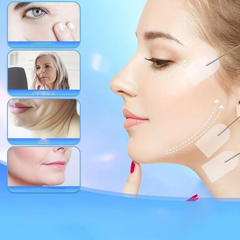 18pcs Invisible Face Lift Sticker Facial Tape Set Reusable and Unscented with 4 Adjustable Straps for Neck, Jawline and Double Chin Area in Saudi Arabia