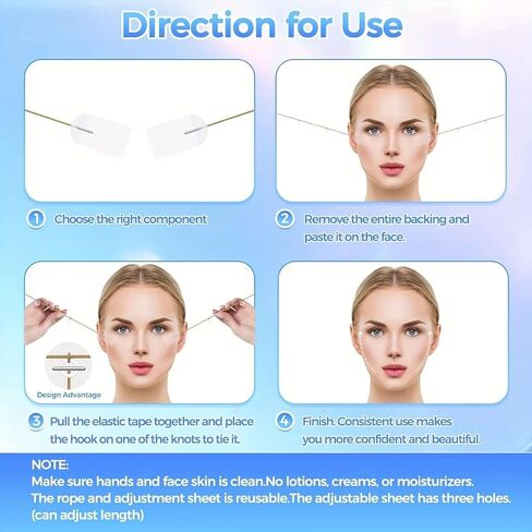 18pcs Invisible Face Lift Sticker Facial Tape Set Reusable and Unscented with 4 Adjustable Straps for Neck, Jawline and Double Chin Area in Saudi Arabia