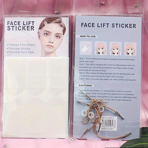 18pcs Invisible Face Lift Sticker Facial Tape Set Reusable and Unscented with 4 Adjustable Straps for Neck, Jawline and Double Chin Area in Saudi Arabia