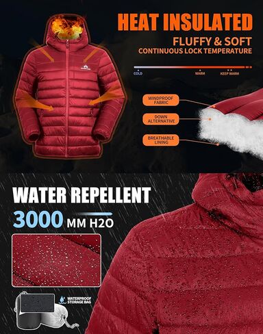 Puffer Jacket Men Hooded Mens Winter Jacket Packable Mens Lightweight Down Jacket Thermal Puffy Winter Coat Insulated in Saudi Arabia