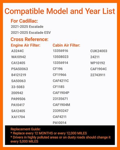 Engine & Cabin Air Filter Kit with Activated Carbon, Fit for 2019-2026 Silverado 1500 Sierra 1500, 2021-2026 Tahoe Suburban Yukon Escalade, Replace 13508023 CF11966 A3244C 84121219 in Saudi Arabia