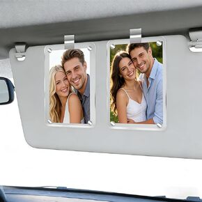 Car Picture Holder, 2Pcs Acrylic Magnetic Personalized Photo Holder Car Accessories Car Picture Frame Car Visor Clip, Car Sun Visor Photo Holder for Adding Family or Personal Photo,Gift for Christmas in Saudi Arabia