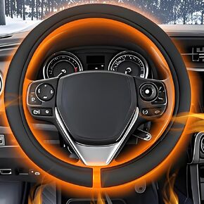 2025 New Heated Steering Wheel Cover, 3-Min Quickly Heating to 90-110℉, Steering Wheel Cover Heated, Winter, Suede Fabric, Universal Fit 14.5–15" for Car, SUV, Truck in Saudi Arabia