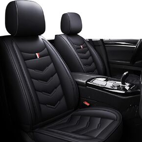 أغطية مقاعد السيارة مناسبة لسيارة Nissan Frontier 2000-2025، أغطية مقاعد جلدية للسيارة، واقي مقعد سيارة متين مقاوم للماء وغير قابل للانزلاق (مقعدان، أسود وأحمر) in Kuwait