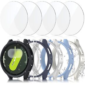JZK Galaxy Watch 7 40mm واقي شاشة - [6+6] حزمة حافظة واقية + واقي شاشة من الزجاج المقسى تغطية كاملة غطاء حماية صلب من البولي كربونات HD غطاء رفيع لملحقات Samsung Galaxy Watch 7 40mm in Saudi Arabia