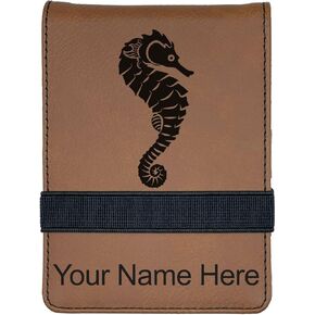 LaserGram Mini Padfolio with Notepad and Pen, Seahorse, Personalized Engraving Included (Black with Gold) in Saudi Arabia
