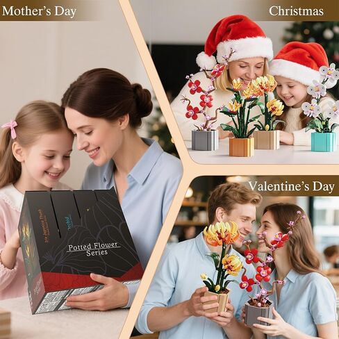 Flower Bouquet Building Blocks 4 Set, Artificial Flowers Toys Botanical Collection DIY Unique Home&Office Bonsai Decoration Adults, Teen Girls for Birthday in Saudi Arabia