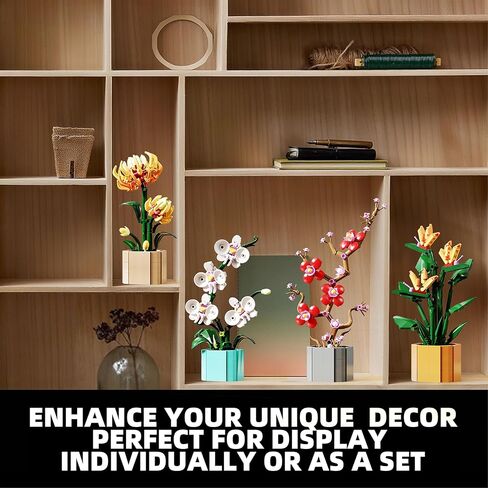 Flower Bouquet Building Blocks 4 Set, Artificial Flowers Toys Botanical Collection DIY Unique Home&Office Bonsai Decoration Adults, Teen Girls for Birthday in Saudi Arabia