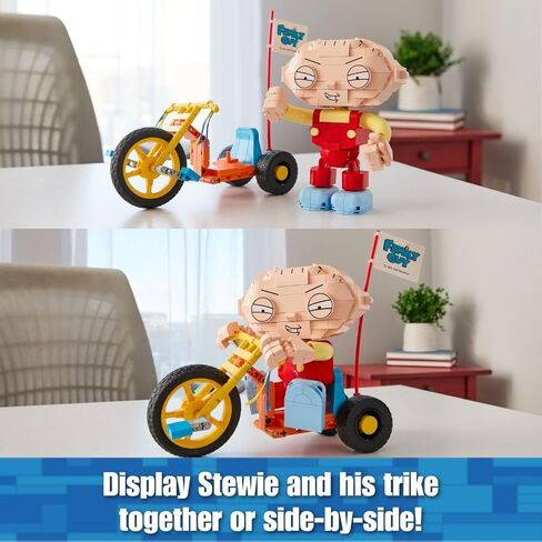 مجموعة بناء Brickcraft Family Guy Stewie on Trike، مجموعة بناء مكونة من 429 قطعة، شخصية قابلة للتجميع وعرض تلفزيوني هدية تذكارية للمعجبين والأطفال والكبار الذين تزيد أعمارهم عن 8 سنوات للعرض على رف المكتب أو الغرفة in Saudi Arabia
