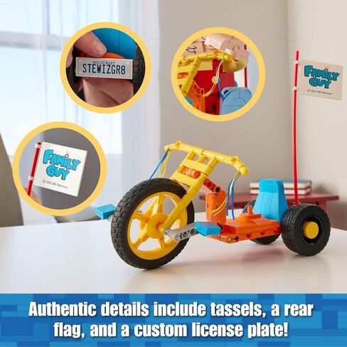 مجموعة بناء Brickcraft Family Guy Stewie on Trike، مجموعة بناء مكونة من 429 قطعة، شخصية قابلة للتجميع وعرض تلفزيوني هدية تذكارية للمعجبين والأطفال والكبار الذين تزيد أعمارهم عن 8 سنوات للعرض على رف المكتب أو الغرفة in Saudi Arabia