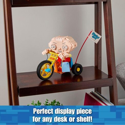 مجموعة بناء Brickcraft Family Guy Stewie on Trike، مجموعة بناء مكونة من 429 قطعة، شخصية قابلة للتجميع وعرض تلفزيوني هدية تذكارية للمعجبين والأطفال والكبار الذين تزيد أعمارهم عن 8 سنوات للعرض على رف المكتب أو الغرفة in Saudi Arabia
