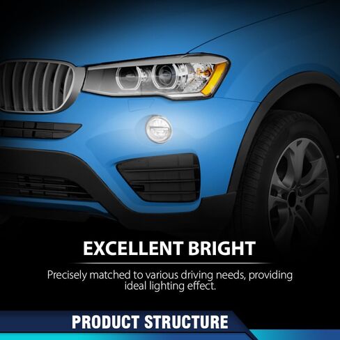 مصابيح الضباب LED للجانب الأمامي الأيسر والأيمن PIT66 تناسب BMW X3 2011-2017 مع مصابيح أمامية متكيفة وX1 2016-2019 وX2 2018-2021 وX4 2015-2018 63177238787، 63177238788، BM2592141، BM2593141 أسود in Kuwait