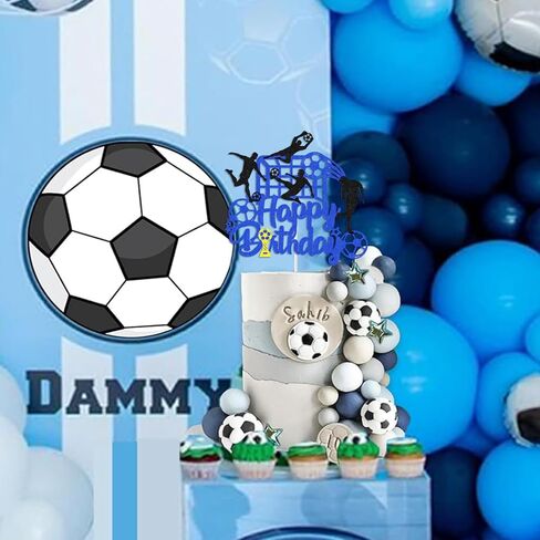Soccer Happy Birthday Cake Topper Glitter Happy Birthday Football Player Cake Pick Decorations for Sport Theme Man Boys Girls Party Decoration Supplies in Saudi Arabia