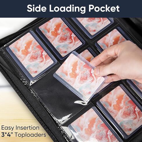 9-Pocket Toploader Binder – Holds 252 Toploaders, 9 Toploaders Included, Card Storage for Trading Cards in 3 x 4'' Toploader, Premium Zippered PU Binder for TCG, Sports Cards in Saudi Arabia
