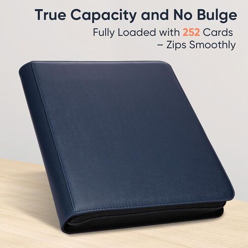 9-Pocket Toploader Binder – Holds 252 Toploaders, 9 Toploaders Included, Card Storage for Trading Cards in 3 x 4'' Toploader, Premium Zippered PU Binder for TCG, Sports Cards in Saudi Arabia