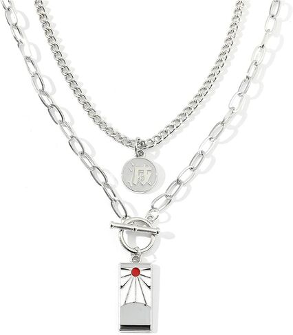 Anime Demon Tanjiro Pendant Necklace - Kimetsu Noyaiba Necklace Hip Hop Style Cosplay Jewelry for Women Men in Kuwait