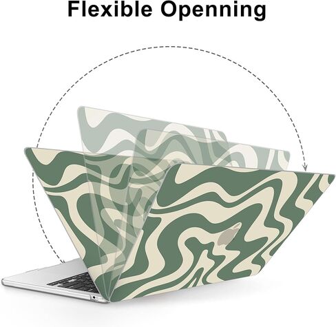 AKIT متوافق مع حافظة MacBook Air 15 بوصة 2025 2024 2023 M4 M3 M2 A3241 A3114 A2941، حافظة كمبيوتر محمول ذات هيكل صلب من البلاستيك بنمط فريد + غطاء لوحة مفاتيح + واقي شاشة لجهاز Mac Air 15 بوصة، موجة خضراء in Kuwait