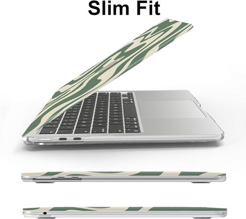AKIT متوافق مع حافظة MacBook Air 15 بوصة 2025 2024 2023 M4 M3 M2 A3241 A3114 A2941، حافظة كمبيوتر محمول ذات هيكل صلب من البلاستيك بنمط فريد + غطاء لوحة مفاتيح + واقي شاشة لجهاز Mac Air 15 بوصة، موجة خضراء in Kuwait