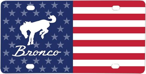iPick Image for Ford Bronco Logo USA Flag Graphic Special Aluminum Metal License Plate - Official Licensed in Saudi Arabia