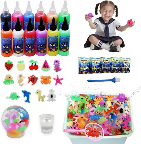مجموعة LIHBCAIYI Magic Water Elf Kit، جل مائي Aqua Fairy مع 21 لونًا و24 قالب جل مائي للحيوانات الأليفة، اصنع مجموعات قزم سحرية ممتعة DIY، مجموعة صانع اسفنجي ألعاب حسية تفضل الحفلات للأطفال من سن 5 سنوات فما فوق in Kuwait