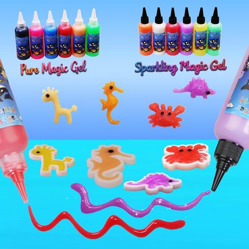 مجموعة LIHBCAIYI Magic Water Elf Kit، جل مائي Aqua Fairy مع 21 لونًا و24 قالب جل مائي للحيوانات الأليفة، اصنع مجموعات قزم سحرية ممتعة DIY، مجموعة صانع اسفنجي ألعاب حسية تفضل الحفلات للأطفال من سن 5 سنوات فما فوق in Kuwait