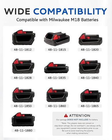 كابلات توصيل مع محول متوافق مع بطاريات Mil.Waukee M18 18 فولت، سلك سيليكون بطول 2 قدم، كابلات معززة للسيارات 8AWG لبطارية أداة بدء التشغيل، ملحقات مقاومة لدرجة الحرارة 392 درجة فهرنهايت in Kuwait
