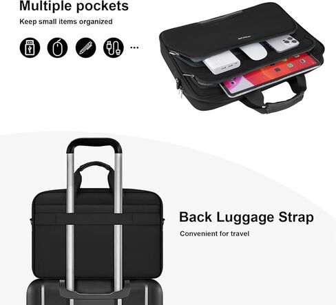 MOSISO Slim Laptop Shoulder Bag, 15-15.6 inch Computer Bags Compatible with MacBook Pro 16 inch, HP, Dell, Lenovo, Asus Notebook, Briefcase Messenger Bag with 2 Front Horizontal Pockets & Belt, Black in Saudi Arabia