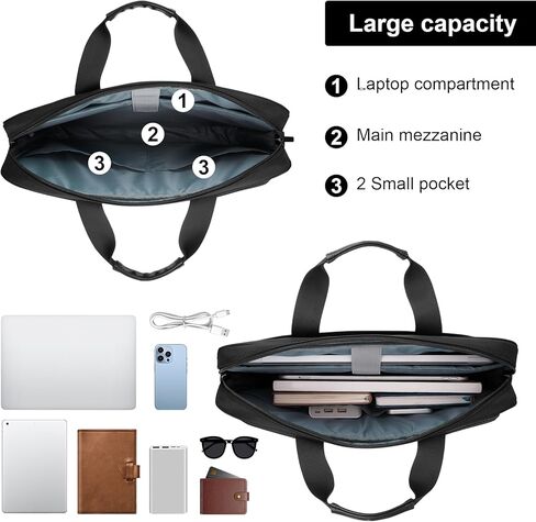 MOSISO Slim Laptop Shoulder Bag, 15-15.6 inch Computer Bags Compatible with MacBook Pro 16 inch, HP, Dell, Lenovo, Asus Notebook, Briefcase Messenger Bag with 2 Front Horizontal Pockets & Belt, Black in Saudi Arabia