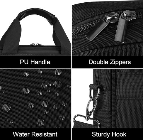 MOSISO Slim Laptop Shoulder Bag, 15-15.6 inch Computer Bags Compatible with MacBook Pro 16 inch, HP, Dell, Lenovo, Asus Notebook, Briefcase Messenger Bag with 2 Front Horizontal Pockets & Belt, Black in Saudi Arabia
