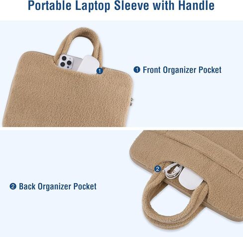 MOSISO 13-14 inch Laptop Case, 13.3 inch Laptop Sleeve Compatible with MacBook Air 13 13.6 M4 M3 M2 M1/Pro 13/Pro 14, HP Dell ASUS Lenovo, Soft Plush Portable Carrying Computer Bag with Handle, Brown in Saudi Arabia