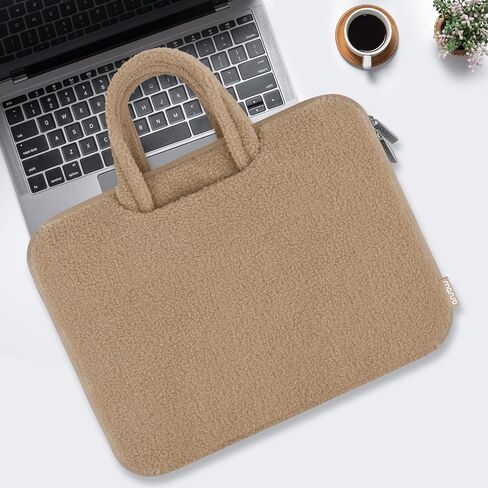 MOSISO 13-14 inch Laptop Case, 13.3 inch Laptop Sleeve Compatible with MacBook Air 13 13.6 M4 M3 M2 M1/Pro 13/Pro 14, HP Dell ASUS Lenovo, Soft Plush Portable Carrying Computer Bag with Handle, Brown in Saudi Arabia