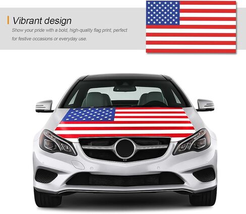 America Flag Car Hood Cover, 63"x47" Elastic Fabrics Vehicle Country Flag Bonnet Banner, Weatherproof Automotive Exterior Decoration Accessories, Universal for SUV Pickup Trucks in Saudi Arabia