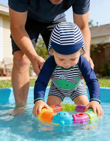 ADUKIDE Baby Boys Swimsuit Size 0-24 Months One Piece Bathing Suit Rash Guard Zipper Sunsuit with Hat UV Protection in Kuwait