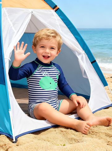 ADUKIDE Baby Boys Swimsuit Size 0-24 Months One Piece Bathing Suit Rash Guard Zipper Sunsuit with Hat UV Protection in Kuwait