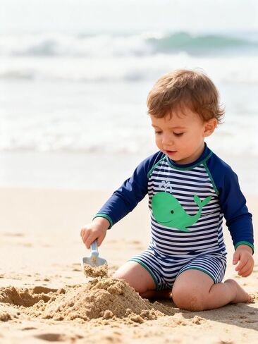 ADUKIDE Baby Boys Swimsuit Size 0-24 Months One Piece Bathing Suit Rash Guard Zipper Sunsuit with Hat UV Protection in Kuwait