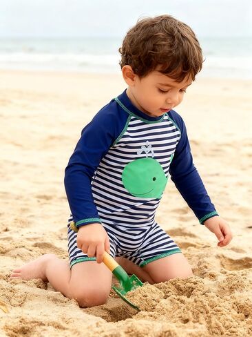 ADUKIDE Baby Boys Swimsuit Size 0-24 Months One Piece Bathing Suit Rash Guard Zipper Sunsuit with Hat UV Protection in Kuwait