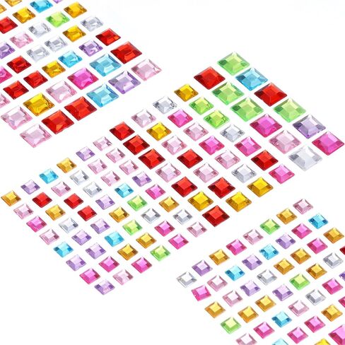 440 قطعة من ملصقات الأحجار الكريمة من uxcell للحرف اليدوية، 5 ورقات ذاتية اللصق من ملصقات حجر الراين المربعة اللامعة، ملصقات مجوهرات مصنوعة من الكريستال لتزيين طاولات الحفلات، متعددة الألوان in Saudi Arabia