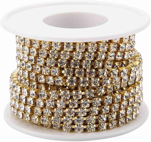 Rhinestone Chain, Crystal Chain, for DIY Crafts, Wedding Decorations(Golden) in Saudi Arabia