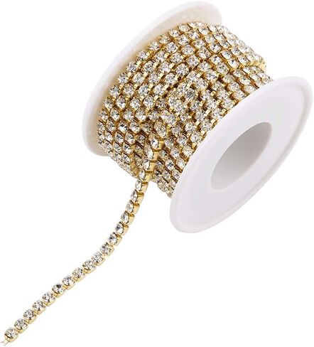 Rhinestone Chain, Crystal Chain, for DIY Crafts, Wedding Decorations(Golden) in Saudi Arabia