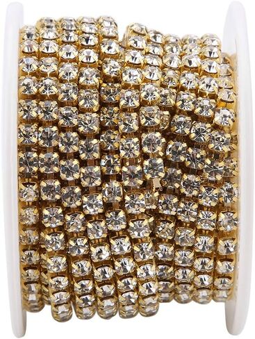 Rhinestone Chain, Crystal Chain, for DIY Crafts, Wedding Decorations(Golden) in Saudi Arabia