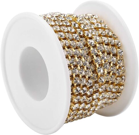 Rhinestone Chain, Crystal Chain, for DIY Crafts, Wedding Decorations(Golden) in Saudi Arabia
