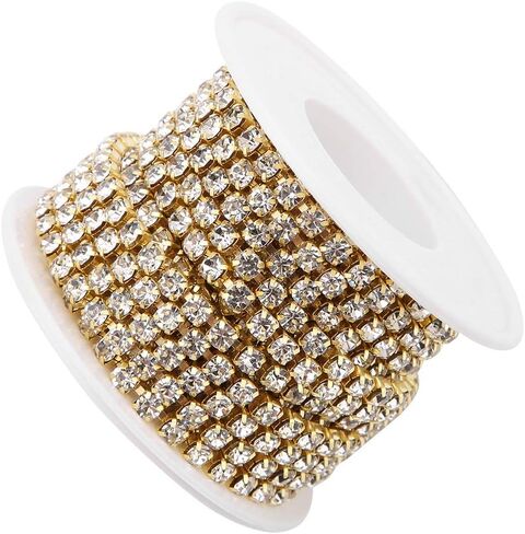Rhinestone Chain, Crystal Chain, for DIY Crafts, Wedding Decorations(Golden) in Saudi Arabia